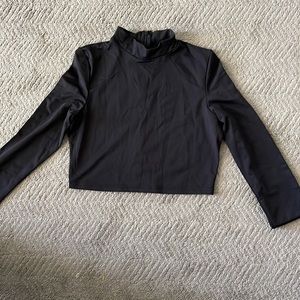 Black turtleneck long sleeve crop top from Amazon - zips in the back
